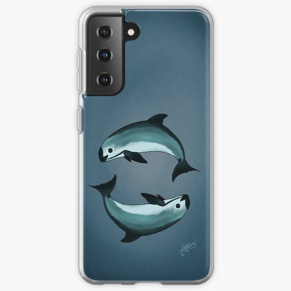 "Spiraling" vaquita porpoise by artist Amber Marine (Copyright 2015) ~ vaquita art, critically endangered species Samsung Galaxy Soft Case