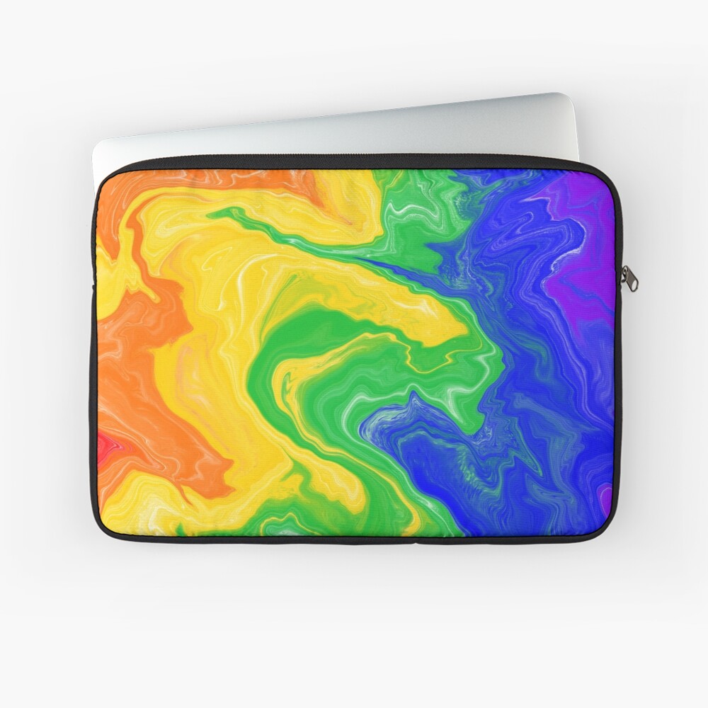 Rainbow Acrylic Pour Painting Laptop Sleeve