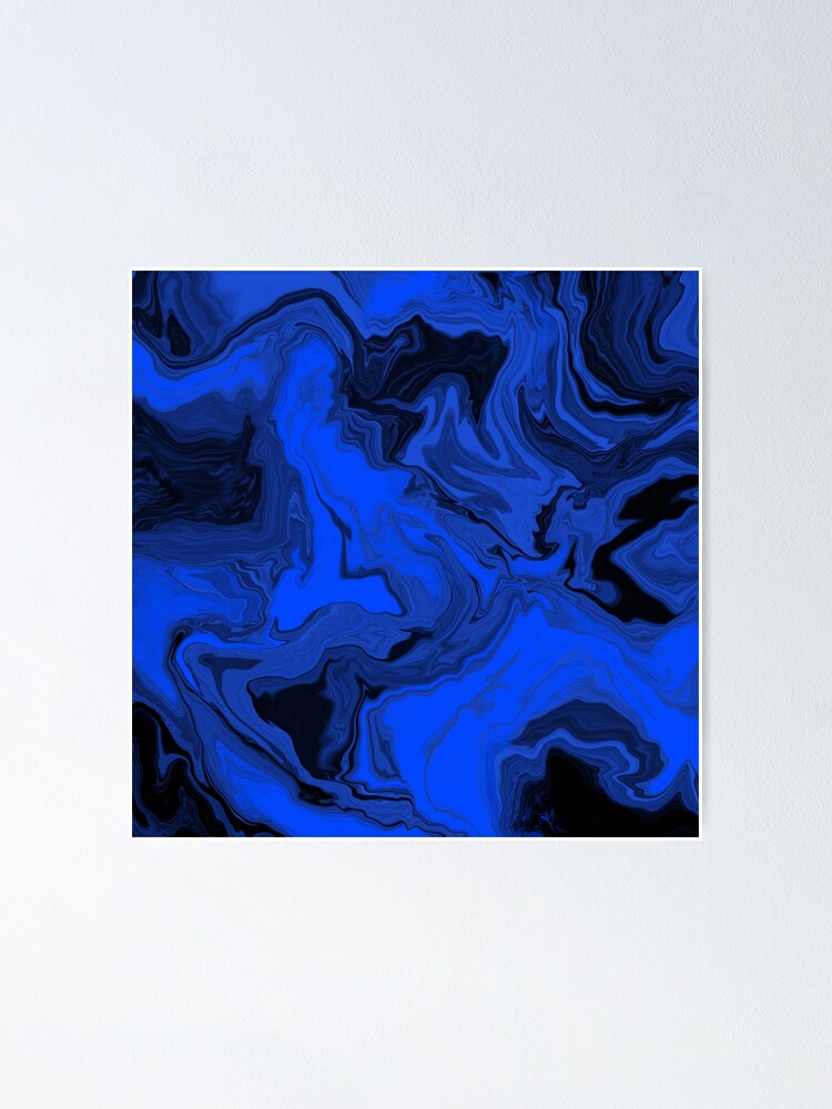Alternate view of Black and Blue Acrylic Pour Painting Poster