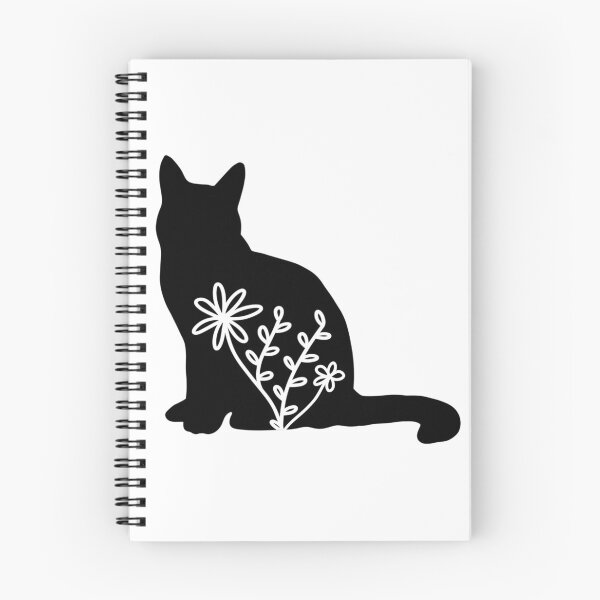 Artikelvorschau, Katzensilhouette mit Blumen entworfen und verkauft von logostickers.