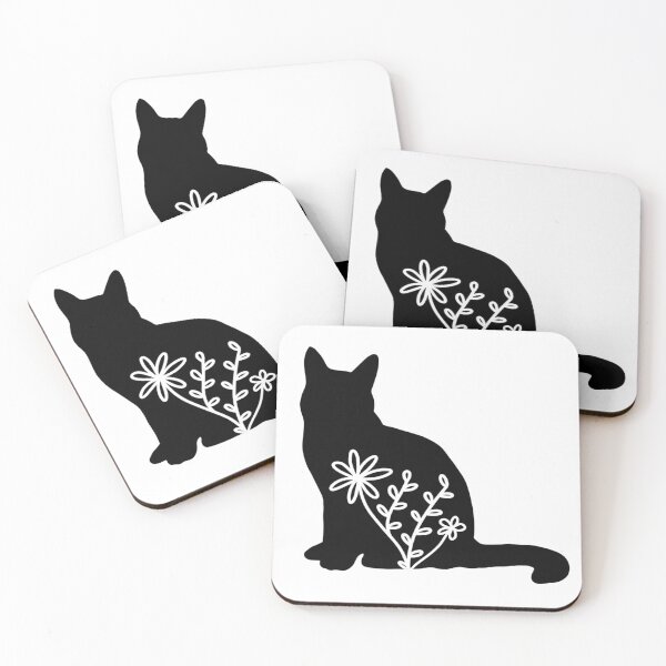 Item preview, Cat silhouette with flowers designed and sold by logostickers.