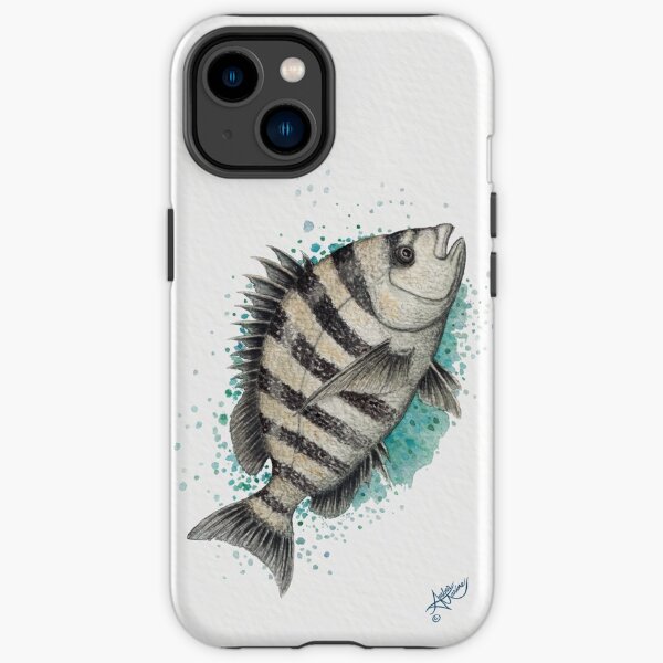 "Sheepshead Splash" by Amber Marine, watercolor fish art, © 2016 iPhone Tough Case