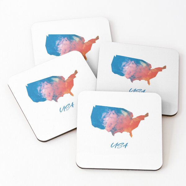 Item preview, USA Map in Watercolor (Blue and Orange) designed and sold by Geometricshow.