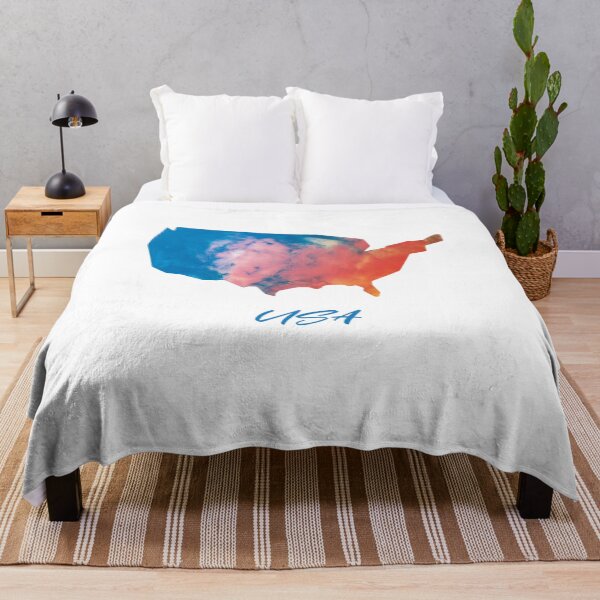 Item preview, USA Map in Watercolor (Blue and Orange) designed and sold by Geometricshow.