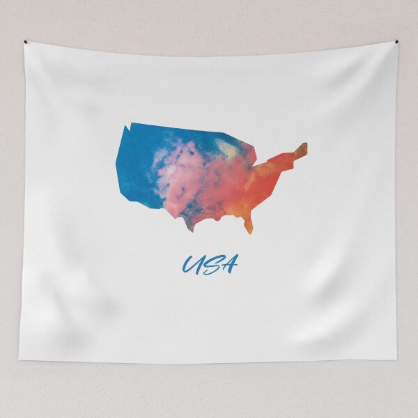 Item preview, USA Map in Watercolor (Blue and Orange) designed and sold by Geometricshow.
