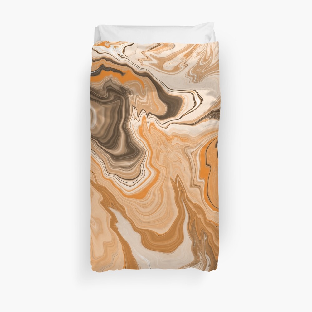 Orange / Peach / Beige Acrylic Pour Painting Duvet Cover