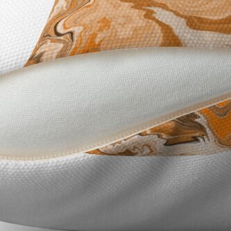 Alternate view of Orange / Peach / Beige Acrylic Pour Painting Throw Pillow