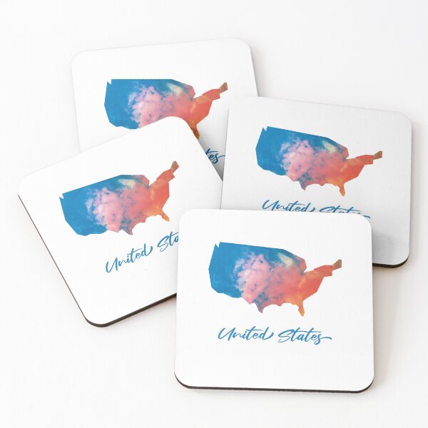 Item preview, United States Map in Watercolor (Blue and Orange) designed and sold by Geometricshow.