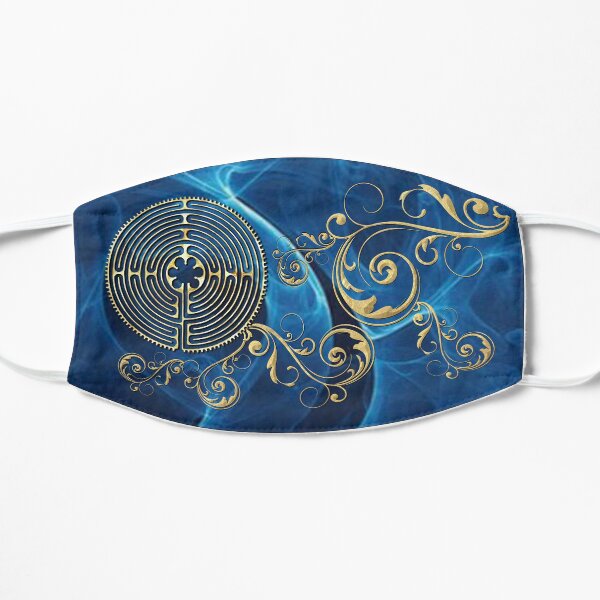 Chartres Cathedral Labyrinth - Blue Wave Scroll Flat Mask