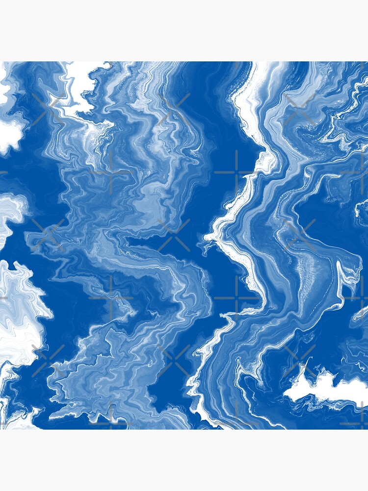 Blue / Light Blue / White Acrylic Pour Painting by abstractnudes