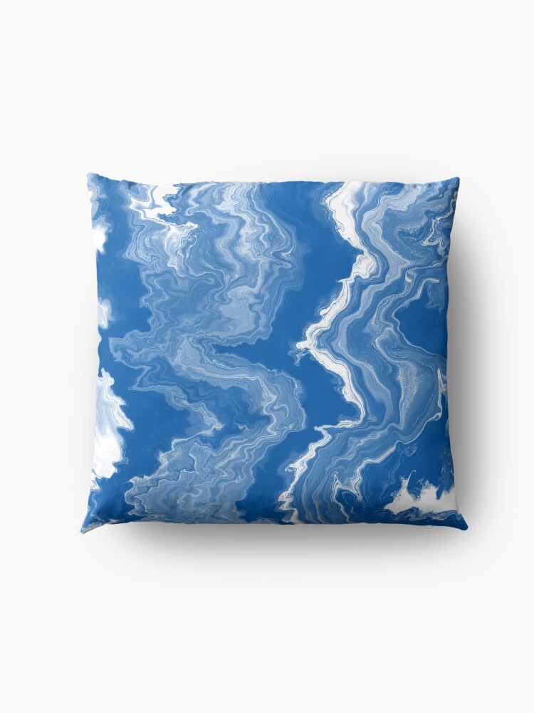 Alternate view of Blue / Light Blue / White Acrylic Pour Painting Floor Pillow