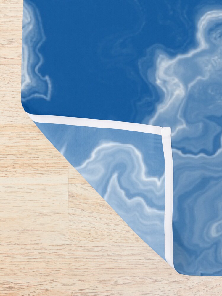 Alternate view of Blue / Light Blue / White Acrylic Pour Painting Shower Curtain