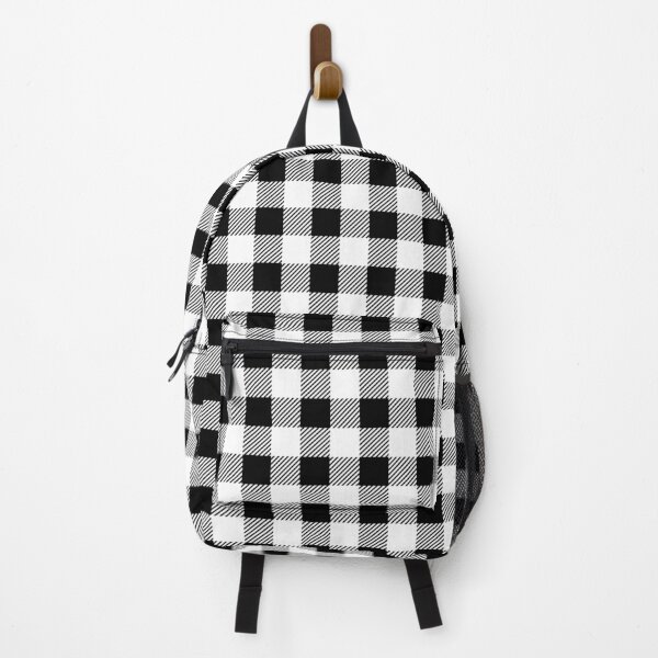 black and white plaid backpack