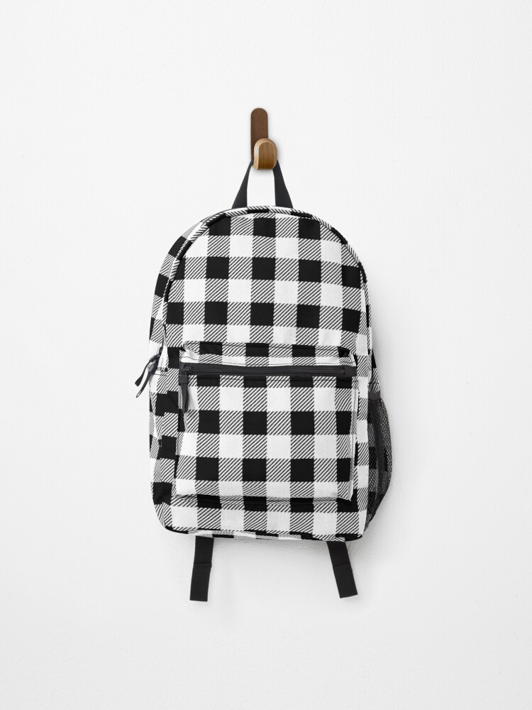 Black and on sale white plaid backpack