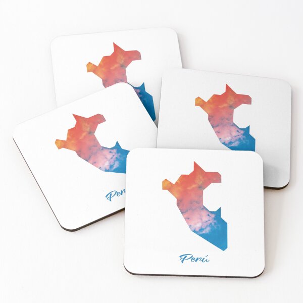 Item preview, Perú Map in Watercolor (Blue and Orange) designed and sold by Geometricshow.