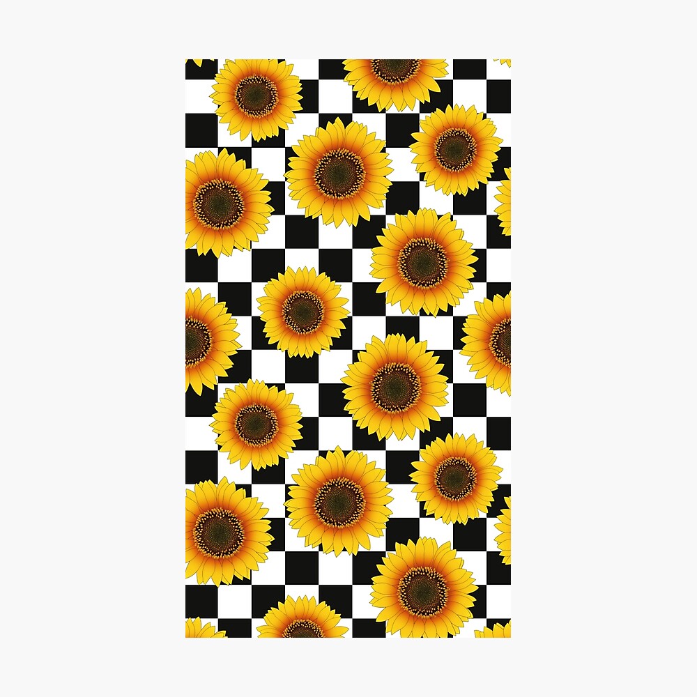 checkerboard with sunflowers