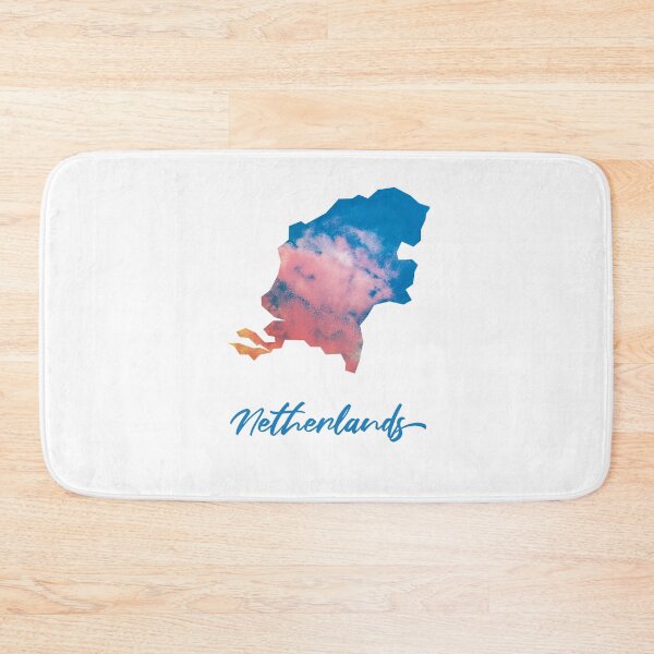 Item preview, Netherlands Map in Watercolor (Blue and Orange) designed and sold by Geometricshow.