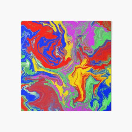 Abstract Acrylic Pour Pride Painting, 8x8 Canvas Art 