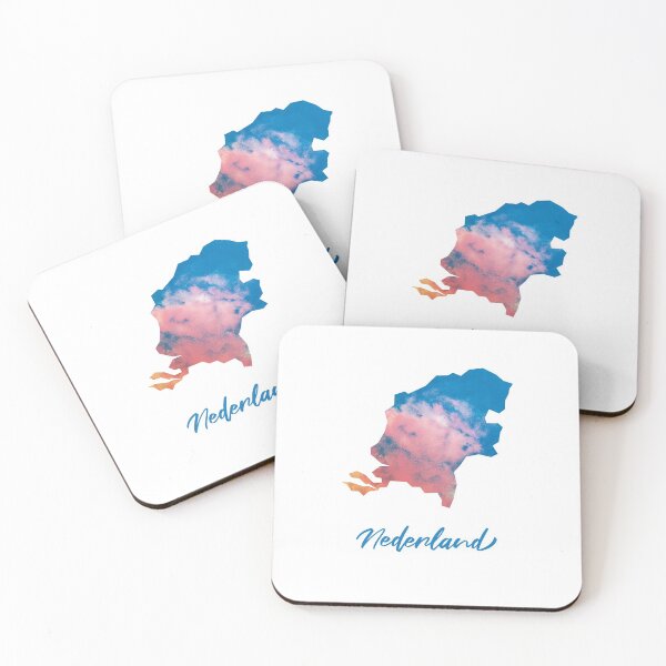 Item preview, Nederland (Netherlands) Map in Watercolor (Blue and Orange) designed and sold by Geometricshow.