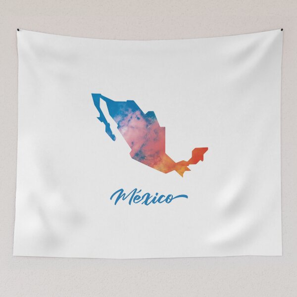 Item preview, México Map in Watercolor (Blue and Orange) designed and sold by Geometricshow.