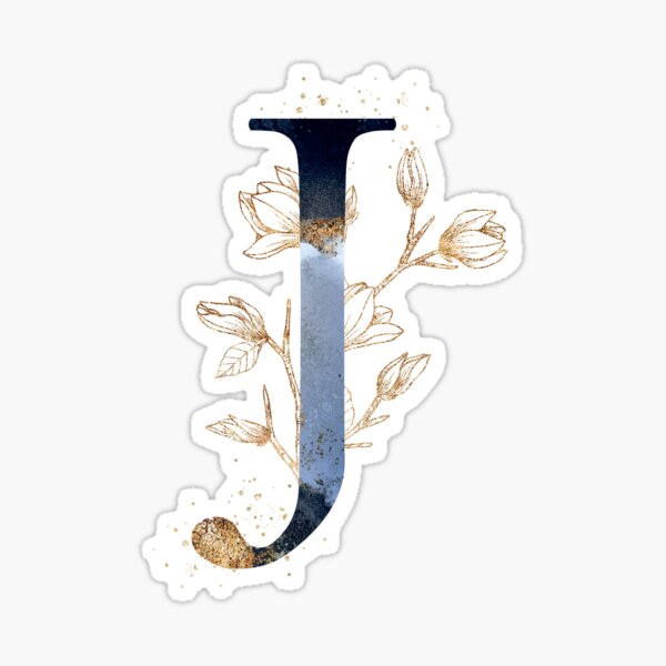 Floral Initial Letter J, Monogram Sticker for Sale by PinkLotusArt