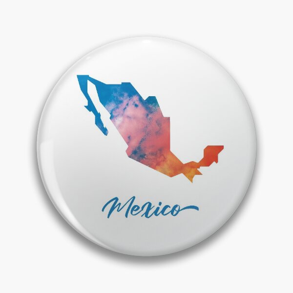 Item preview, Mexico Map in Watercolor (Blue and Orange) designed and sold by Geometricshow.