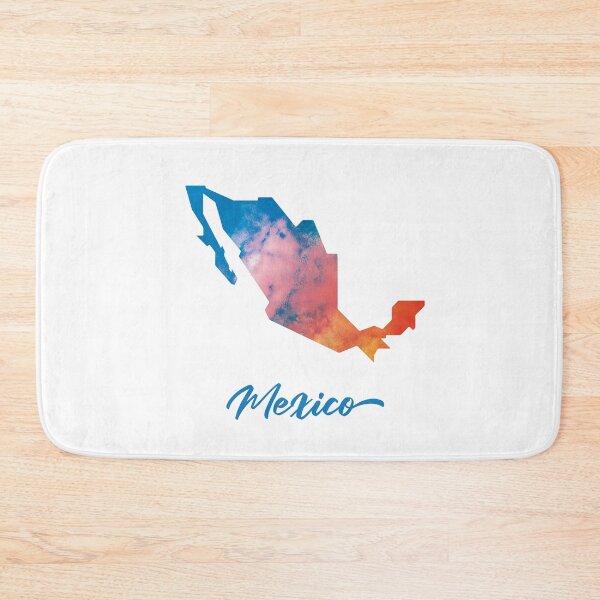 Item preview, Mexico Map in Watercolor (Blue and Orange) designed and sold by Geometricshow.