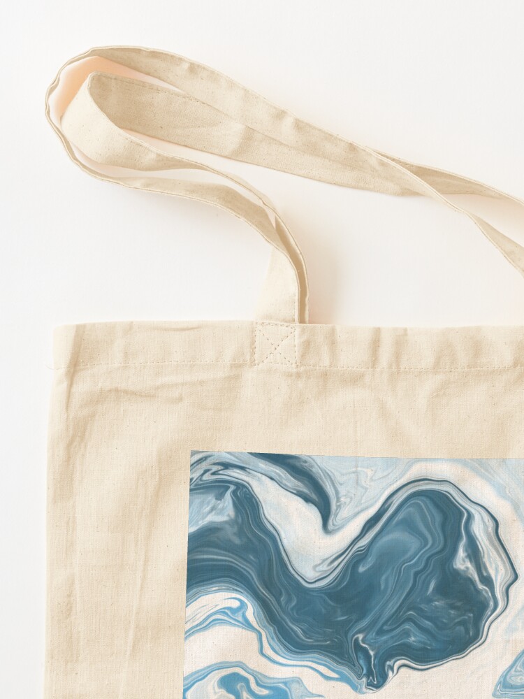 Alternate view of Baby Blue / Sky Blue / White Acrylic Pour Painting Tote Bag
