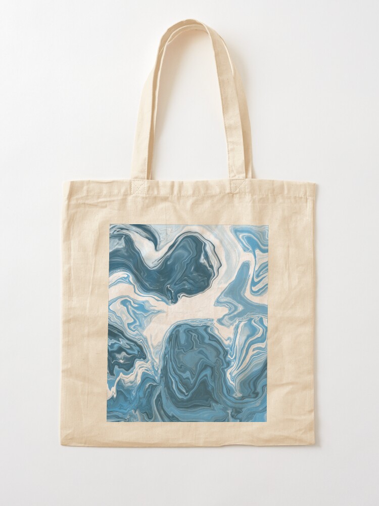 Alternate view of Baby Blue / Sky Blue / White Acrylic Pour Painting Tote Bag