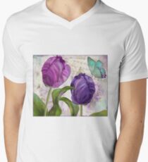 Purple Parrot Tulips Men's V-Neck T-Shirt