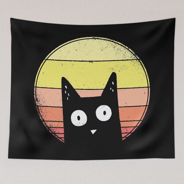 Item preview, Curious Black Cat with Retro Background designed and sold by CoolSilhouettes.