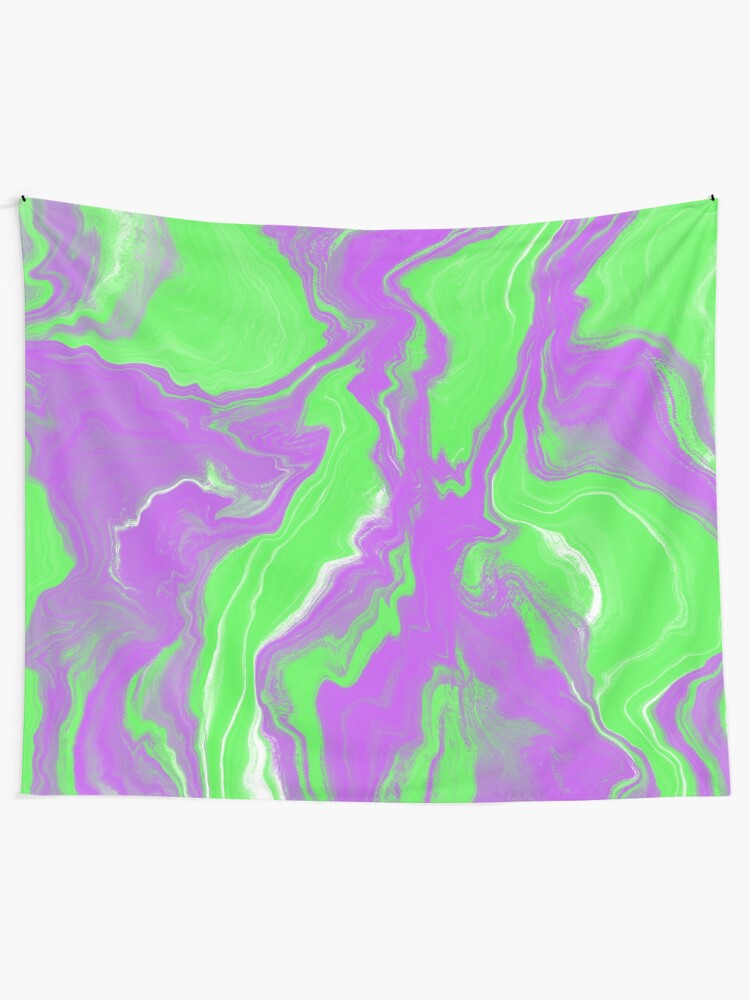 Alternate view of Neon Green / Pink Acrylic Pour Painting Tapestry