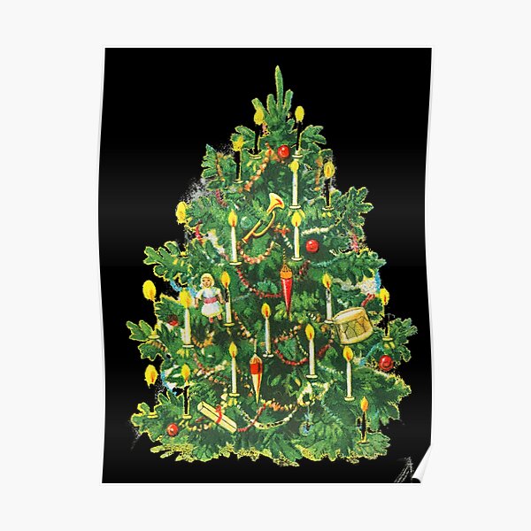 "Vintage Christmas Tree" Poster by Zachjazz Redbubble