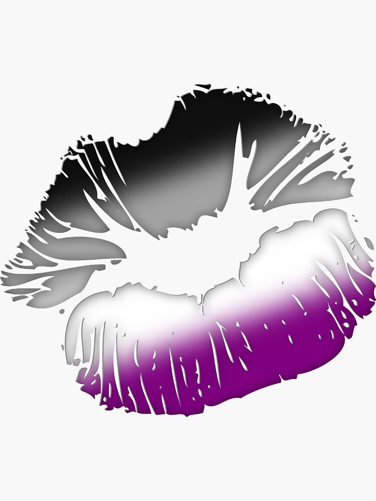 Asexual Pride Big Kissing Lips Sticker For Sale By Valador Redbubble