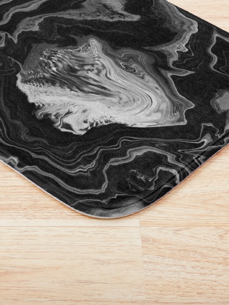 Alternate view of Black and White / Gray Acrylic Pour Painting Bath Mat