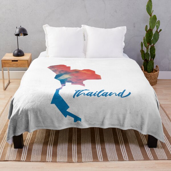 Item preview, Thailand Map in Watercolor (Blue and Orange) designed and sold by Geometricshow.