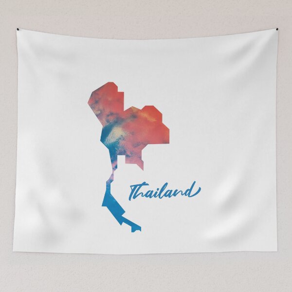Item preview, Thailand Map in Watercolor (Blue and Orange) designed and sold by Geometricshow.