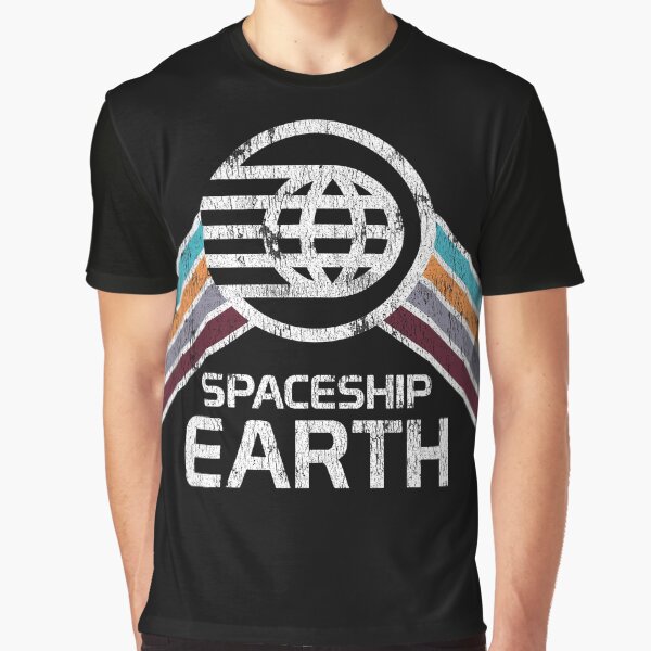 Spaceship Earth Logo in Vintage Distressed Retro Style Graphic T-Shirt