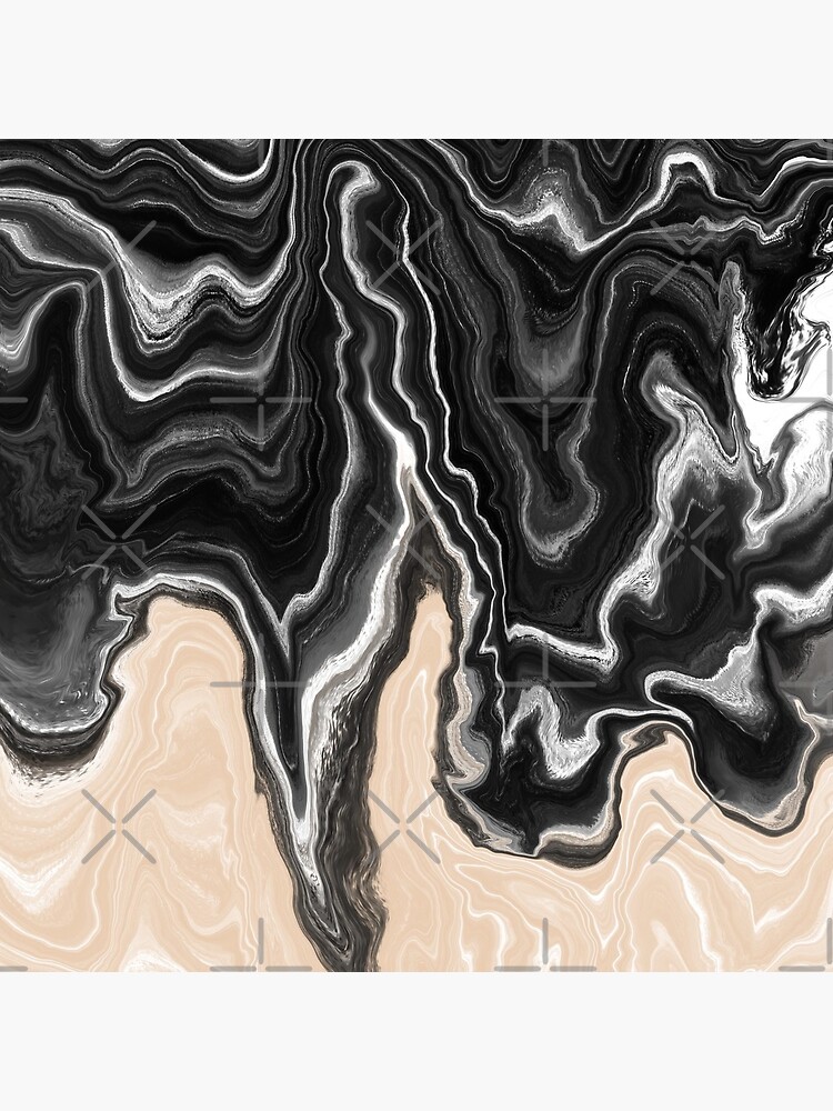 Black and White / Peach / Beige Acrylic Pour Painting by abstractnudes