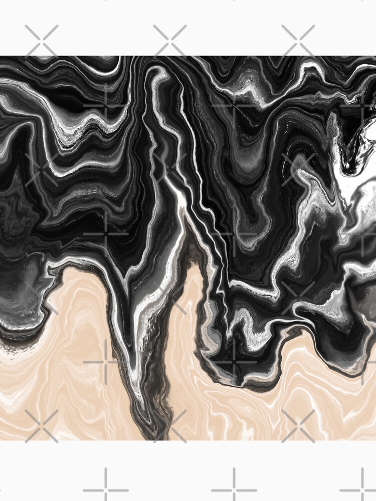 Black and White / Peach / Beige Acrylic Pour Painting by abstractnudes