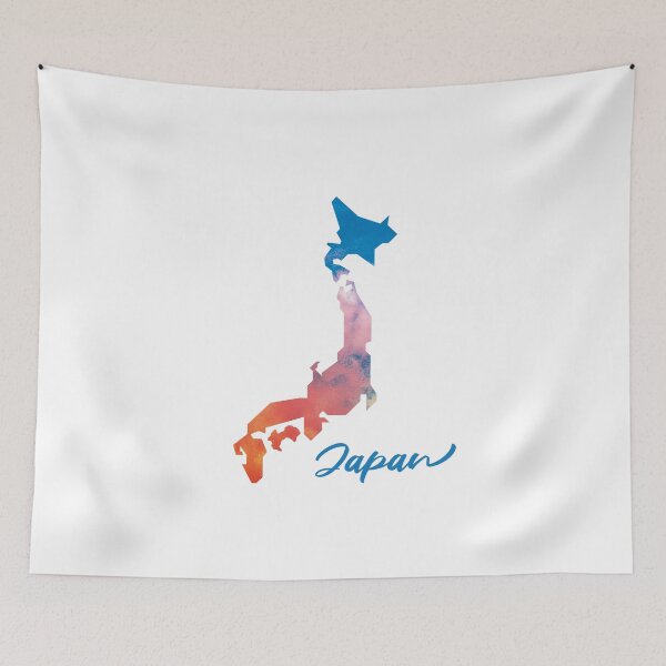Item preview, Japan Map in Watercolor (Blue and Orange) designed and sold by Geometricshow.