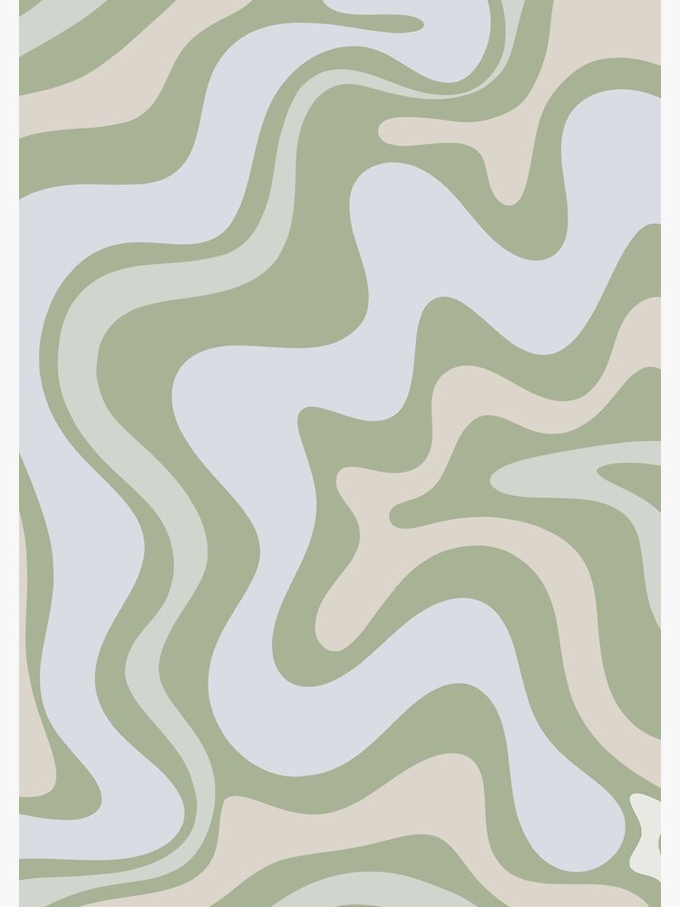 Liquid Swirl Contemporary Abstract in Light Sage Green Grey Almond by kierkegaard
