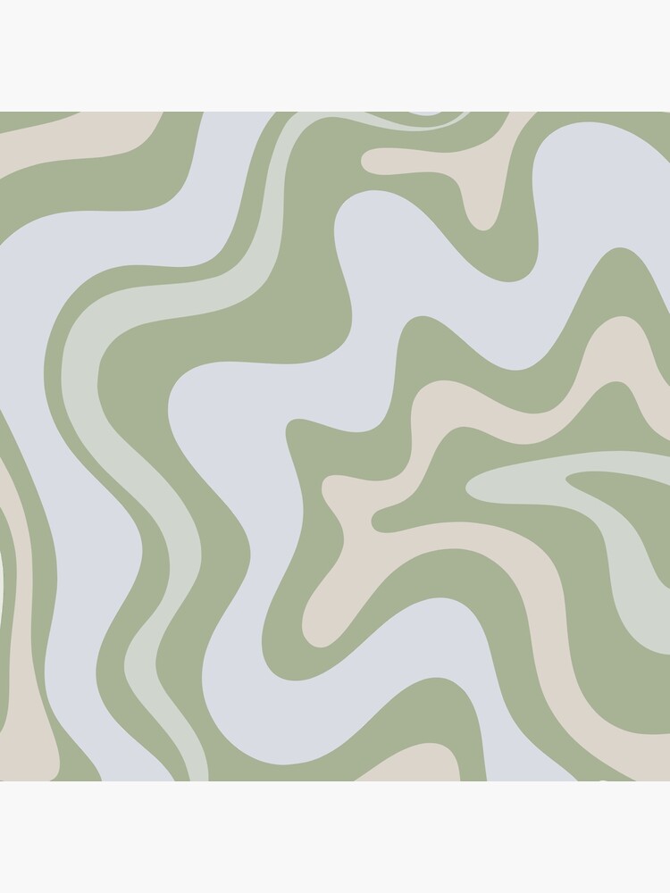 Liquid Swirl Contemporary Abstract in Light Sage Green Grey Almond by kierkegaard