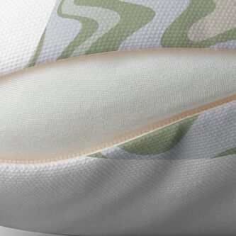 Alternate view of Liquid Swirl Contemporary Abstract in Light Sage Green Grey Almond Throw Pillow