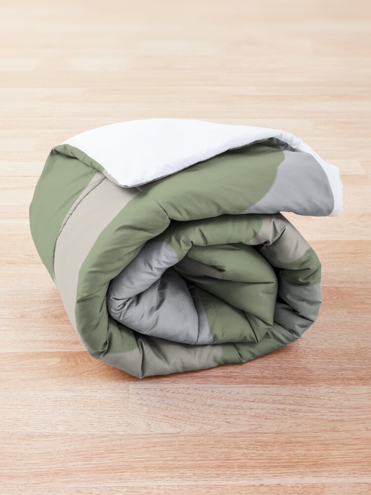 Alternate view of Liquid Swirl Contemporary Abstract in Light Sage Green Grey Almond Comforter