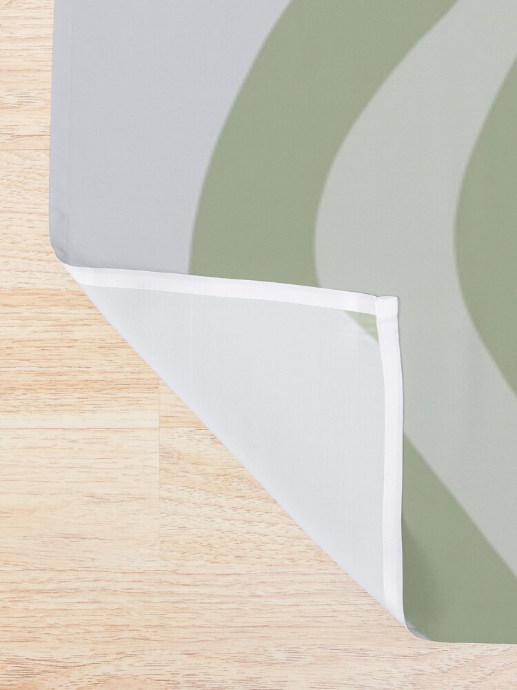 Alternate view of Liquid Swirl Contemporary Abstract in Light Sage Green Grey Almond Shower Curtain