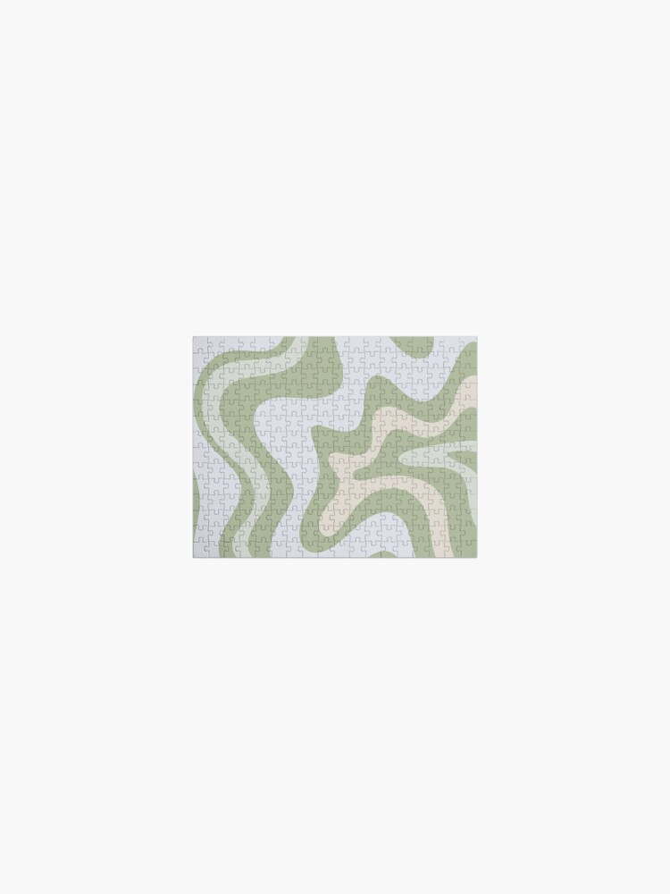 Liquid Swirl Contemporary Abstract Pattern in Light Sage Green Rug