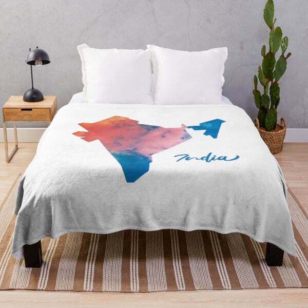 Item preview, India Map in Watercolor (Blue and Orange) designed and sold by Geometricshow.