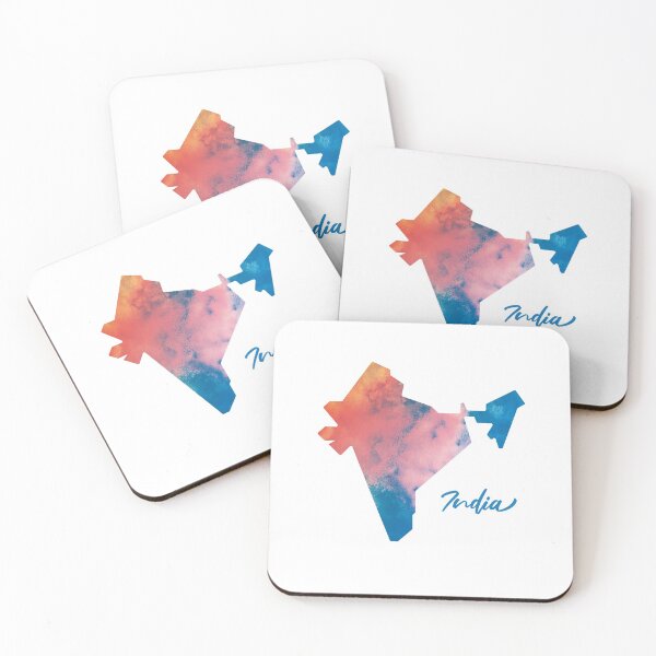 Item preview, India Map in Watercolor (Blue and Orange) designed and sold by Geometricshow.