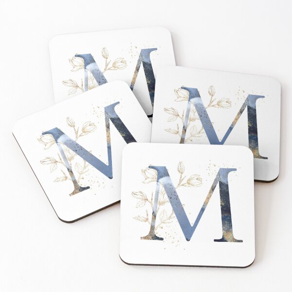 Item preview, Floral Initial Letter M, Monogram Gifts designed and sold by PinkLotusArt.
